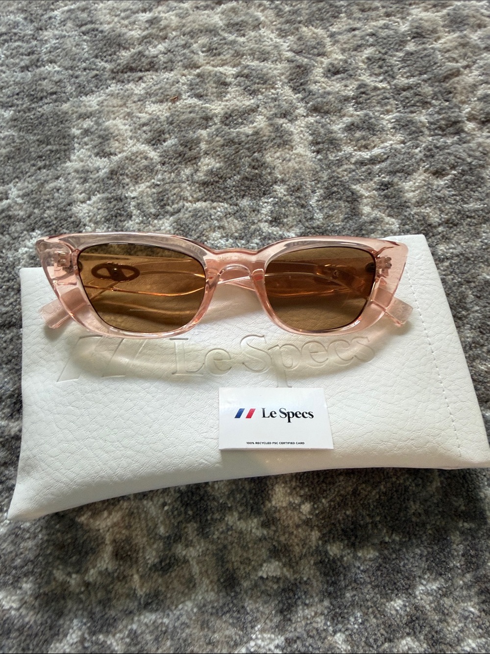 Le Specs Pink Transparent Cat Eye Sunglasses with Brown Lenses